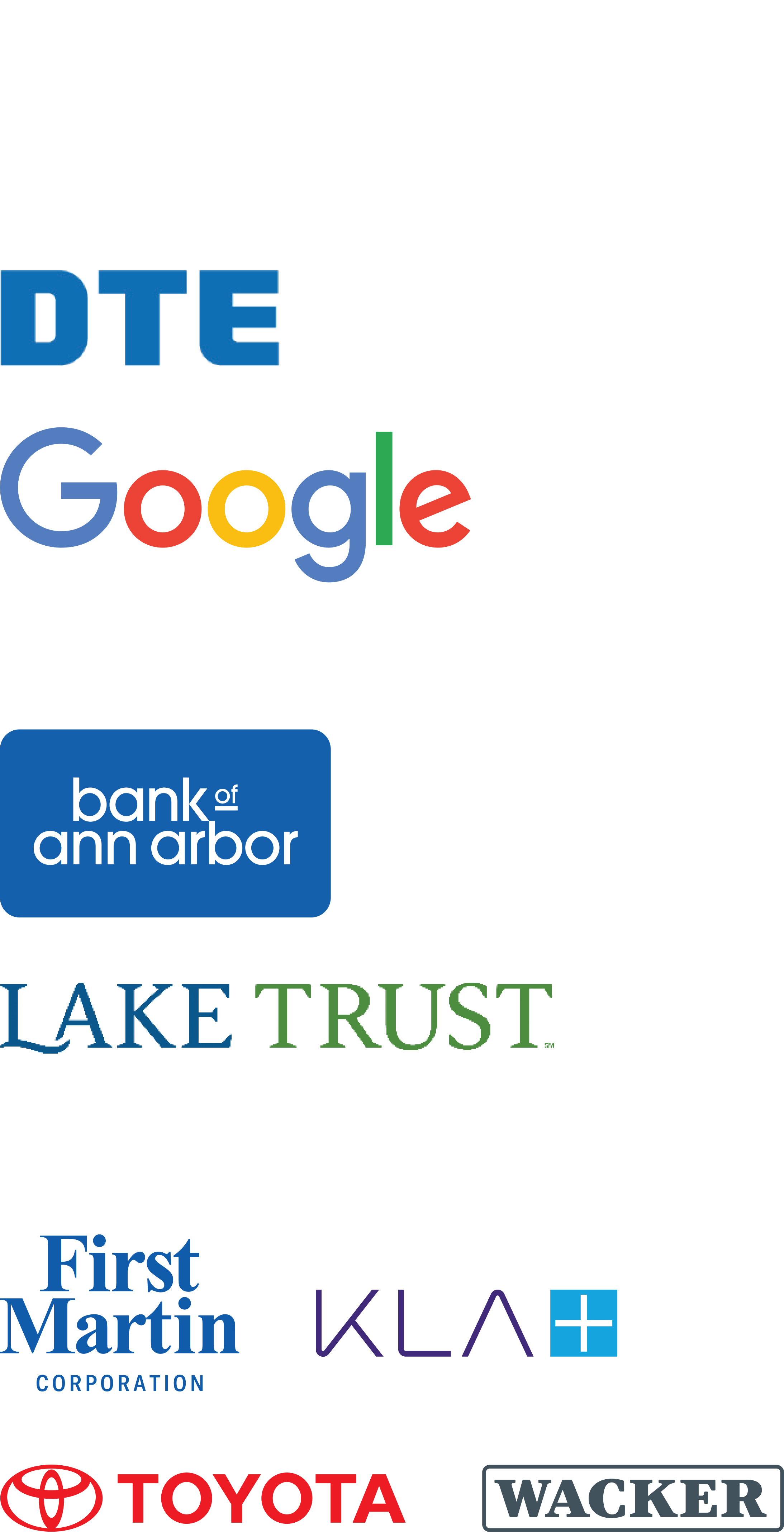 2023 top funders: DTE Foundation, Google, Bank of Ann Arbor, LakeTrust, First Martin, KLA, Toyota, Wacker