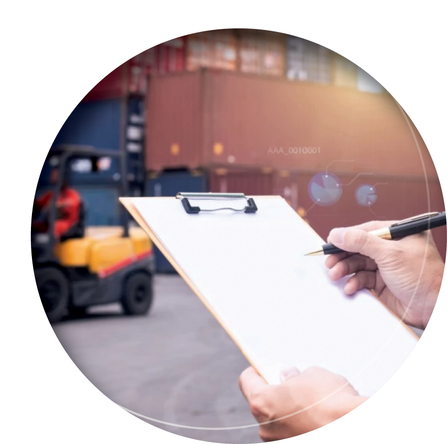 Person writing at a freight site