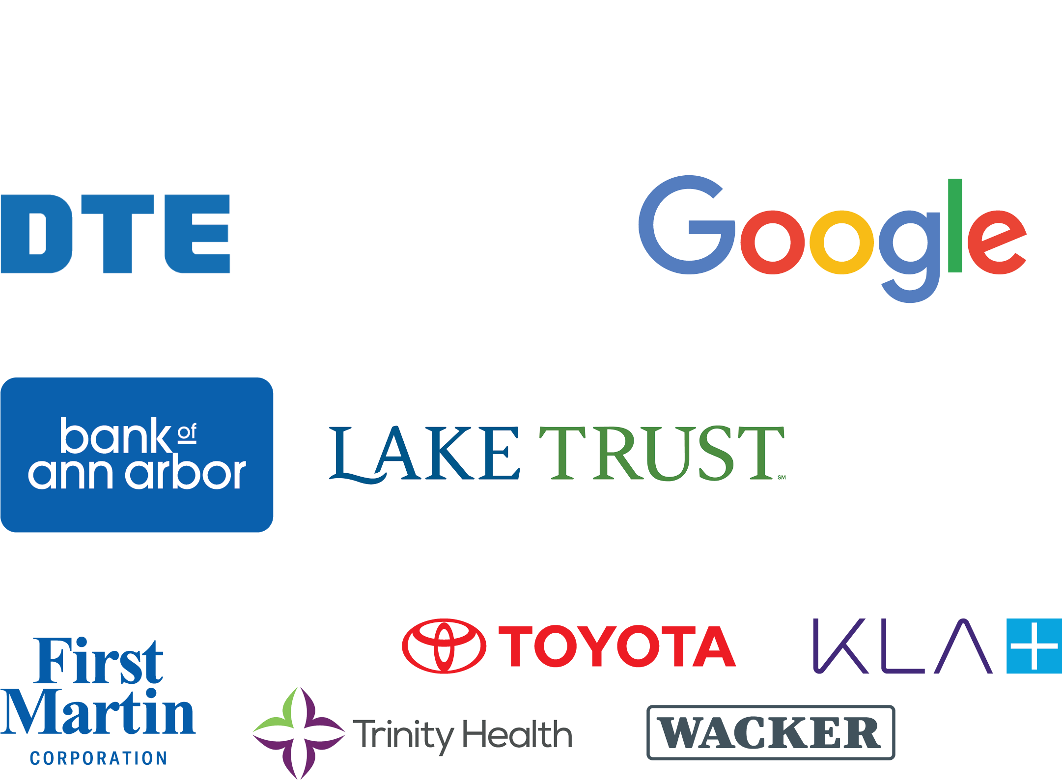 2024 top funders: DTE Foundation, Google, Bank of Ann Arbor, LakeTrust, First Martin, KLA, Toyota, Trinity Health, Wacker