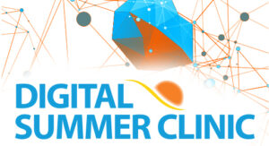 Digital Summer Clinic banner-abstract background with 3D graphics and lines