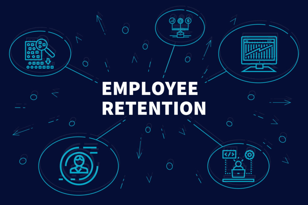 Conceptual business illustration with the words employee retention