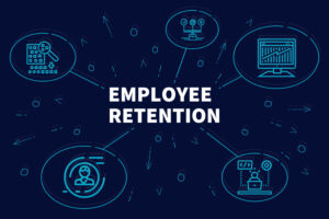 Conceptual business illustration with the words employee retention