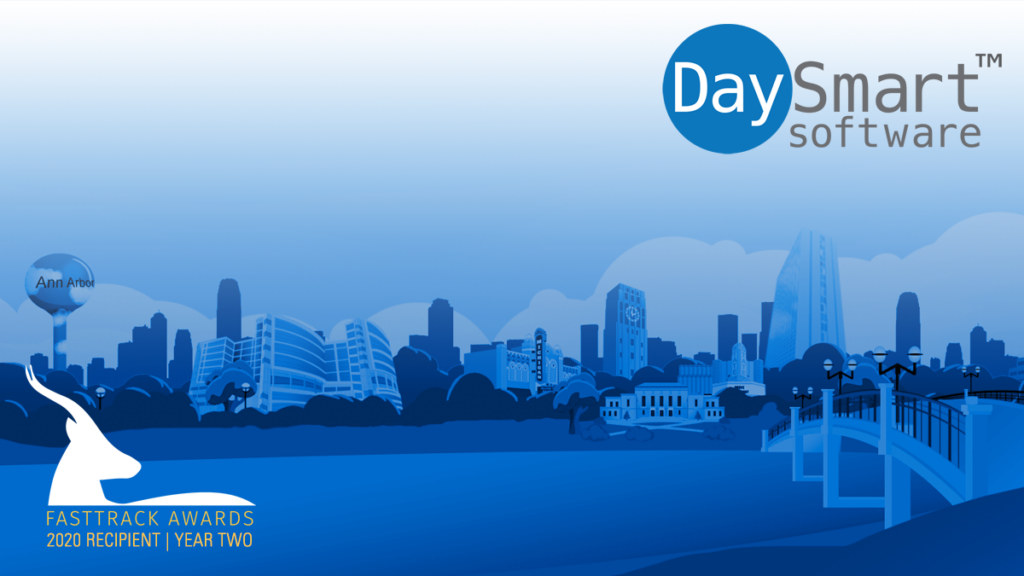 Banner image featuring DaySmart logo, FastTrack logo, on an Ann Arbor cityscape backdrop