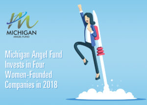 Michigan Angel Fund with woman using jetpack graphic