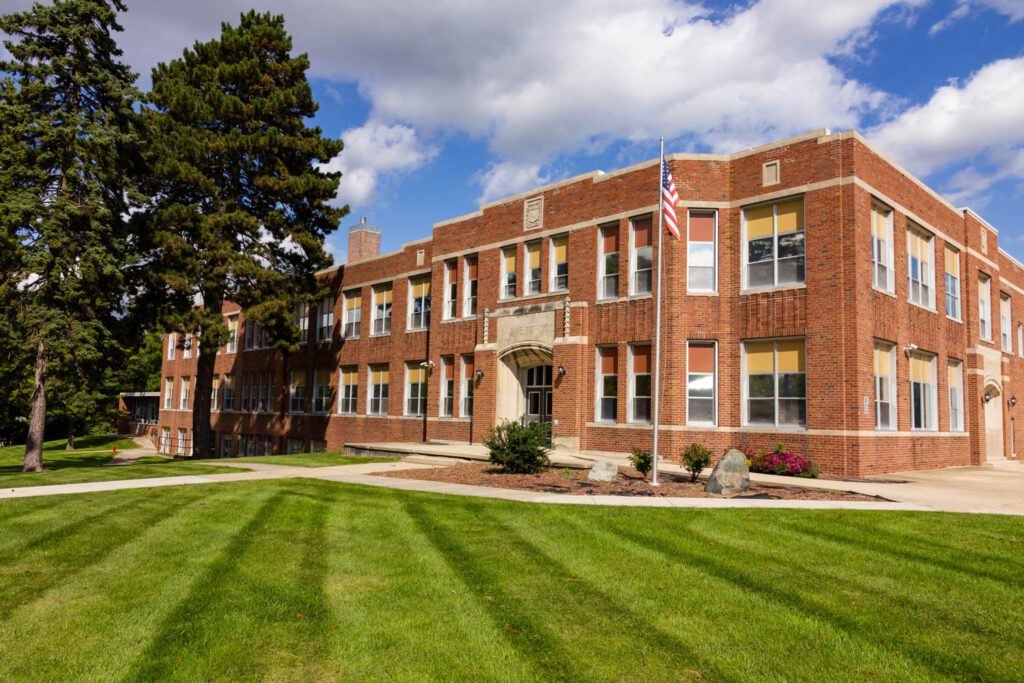 The historic Union School and Quantum Signal AI's headquarters in Saline, Michigan