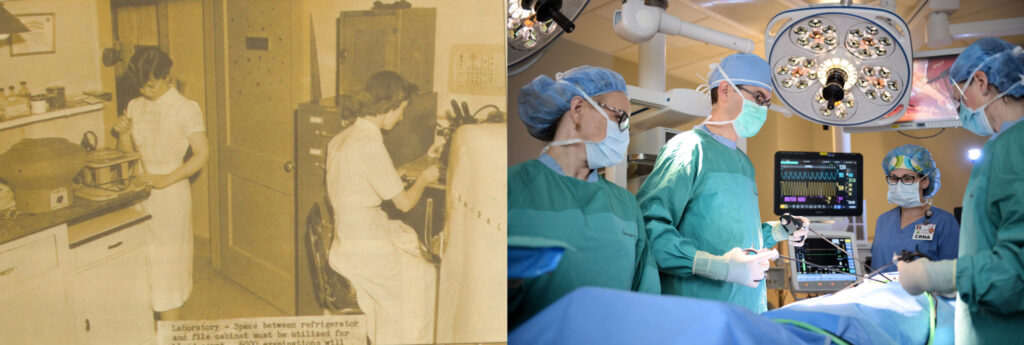 past vs present-side by side of surgeons