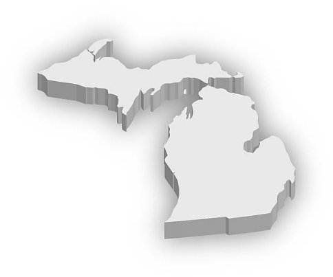 3D white Michigan graphic