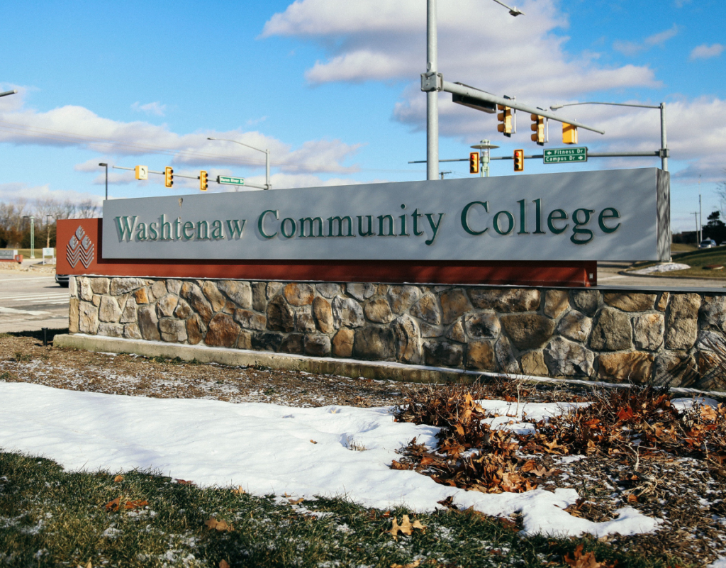 Washtenaw Community College Sign-Huron River Dr and Campus Dr