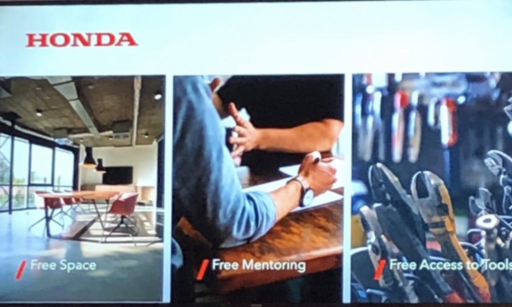 Slide from presentation about the new Honda Mobility Collaboration Garage.