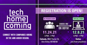 Larger purple Tech Homecoming Registration and Event Dates