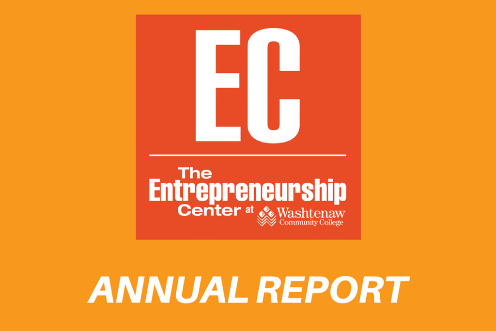 WCC Entrepreneurship Center 2020 Annual Report banner-orange background